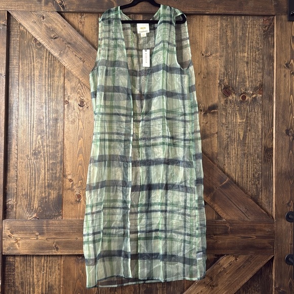 MAEVE By ANTHROPOLOGIE Plaid Sheer Duster Vest - Picture 4 of 8